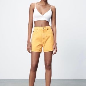 Zara High Waisted Yellow Shorts Denim Summer
